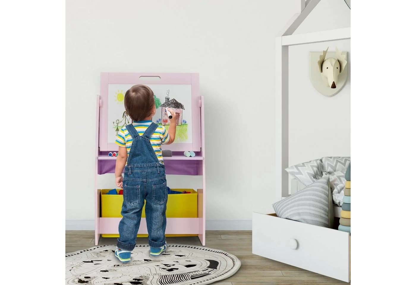 relaxdays Kinderregal mit Tafel und Hocker Bunt - Bild 3