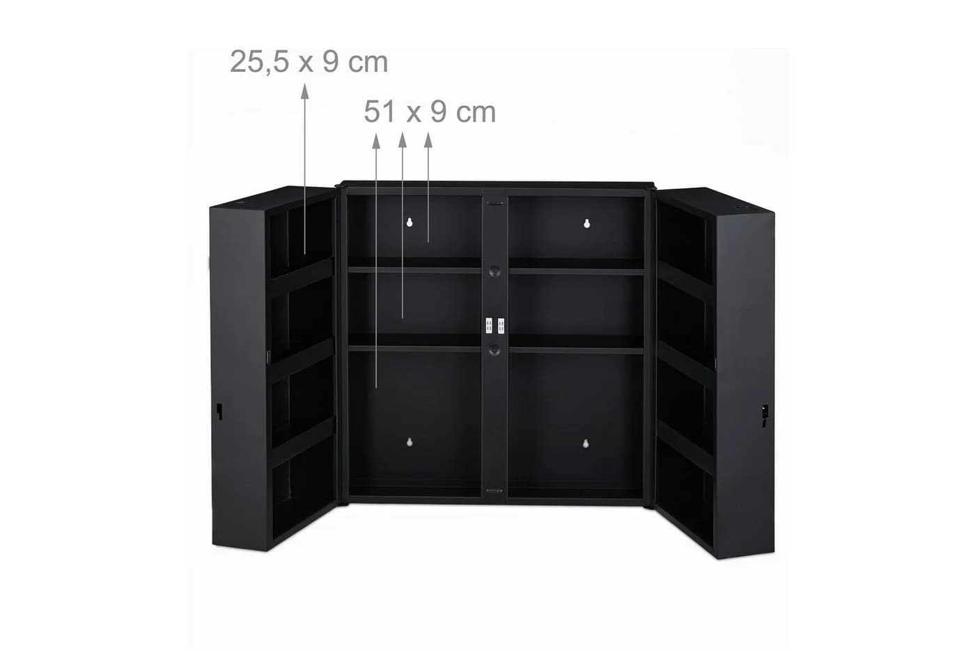 relaxdays Medizinschrank XXL Anthrazit 2-türig mit 11 Fächern - Bild 5