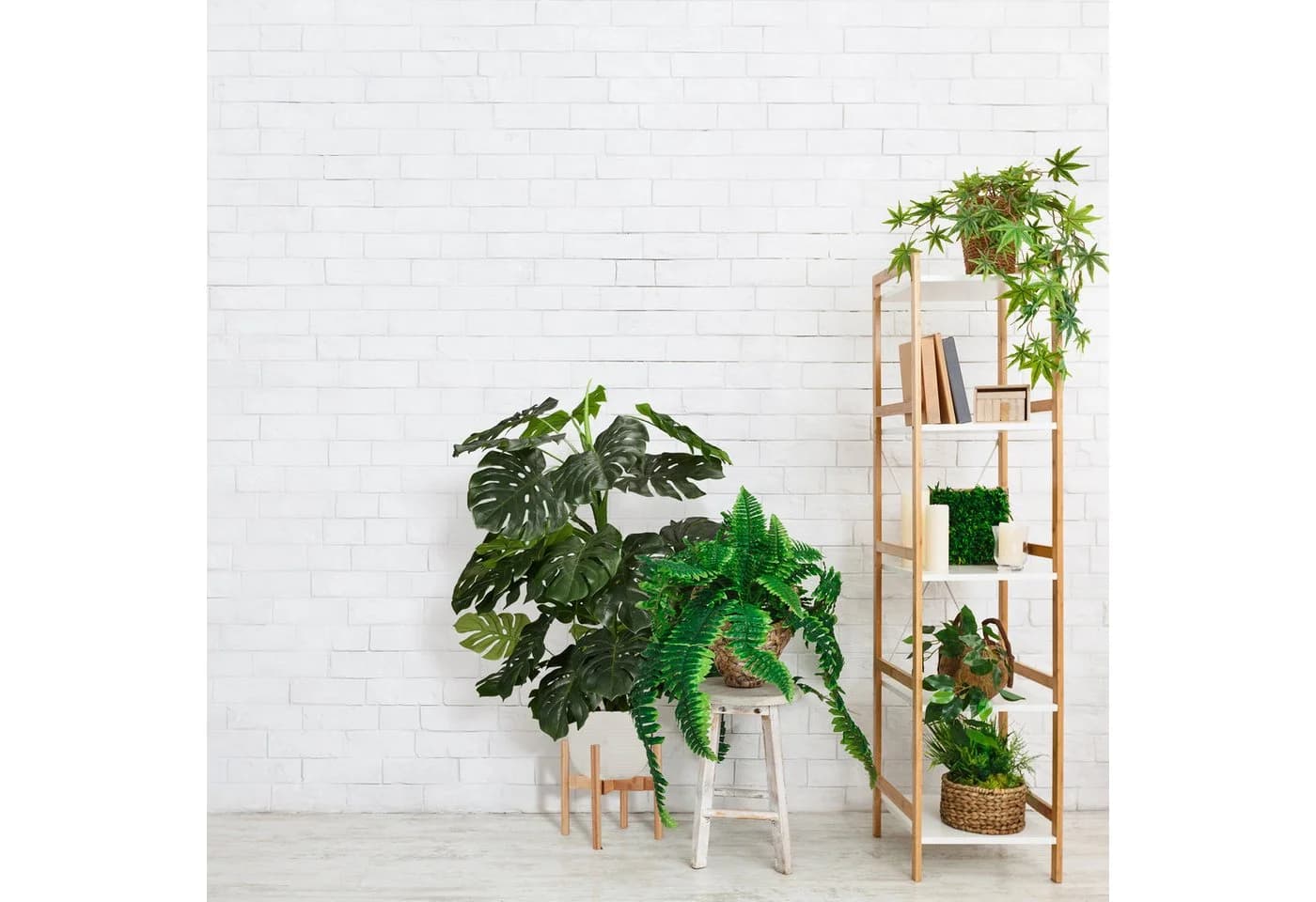 relaxdays Blumenständer Pflanzenständer im 2er Set Bambus