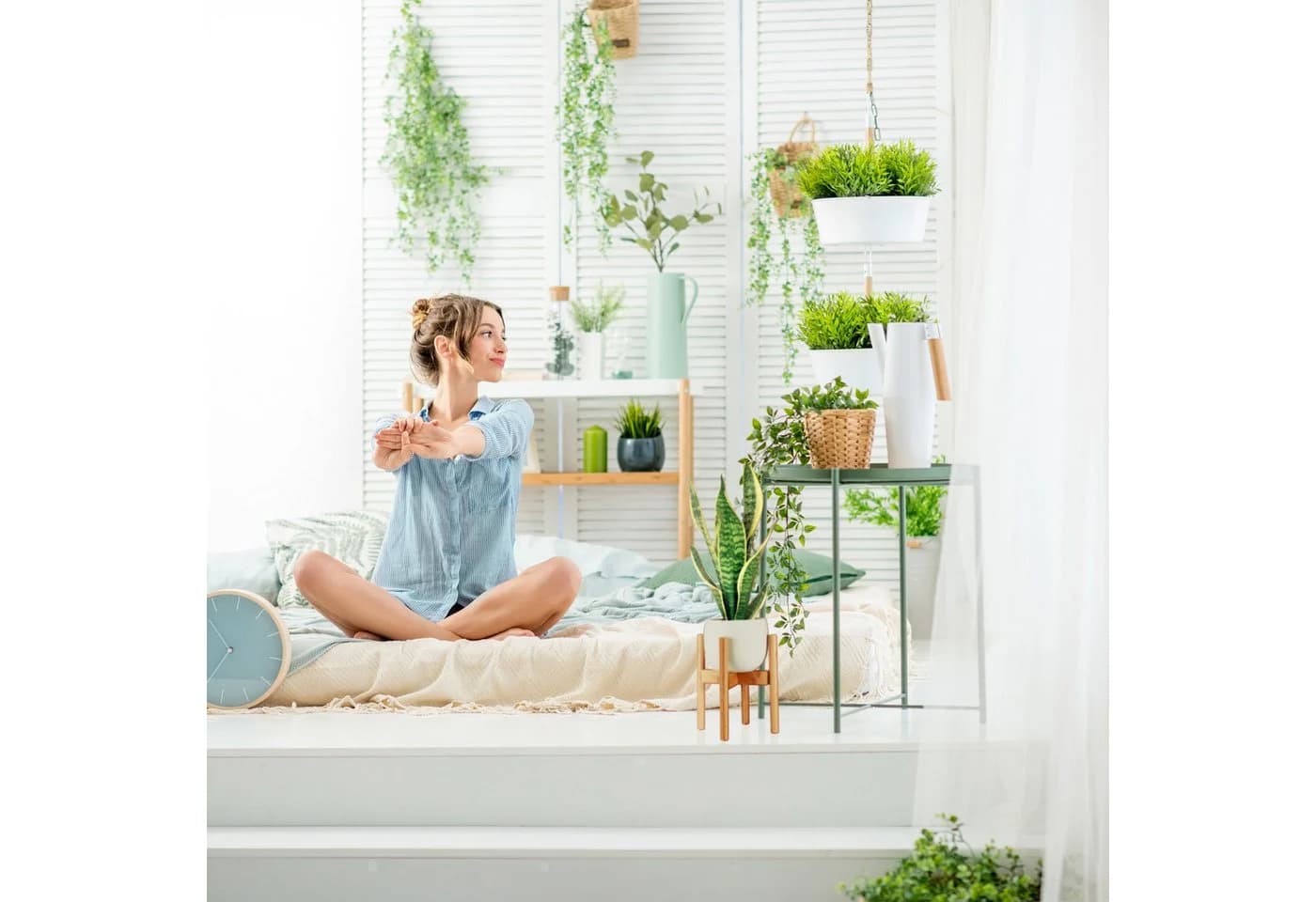 relaxdays Blumenständer Pflanzenständer im 2er Set Bambus - Bild 3