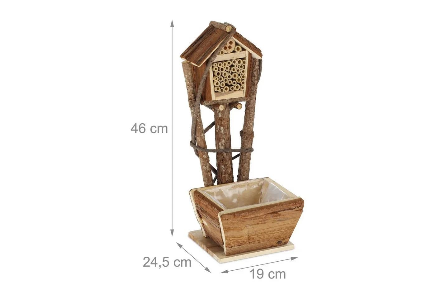 relaxdays Insektenhotel Bienenhotel mit Blumentopf 2er Set Natur Holz - Bild 4