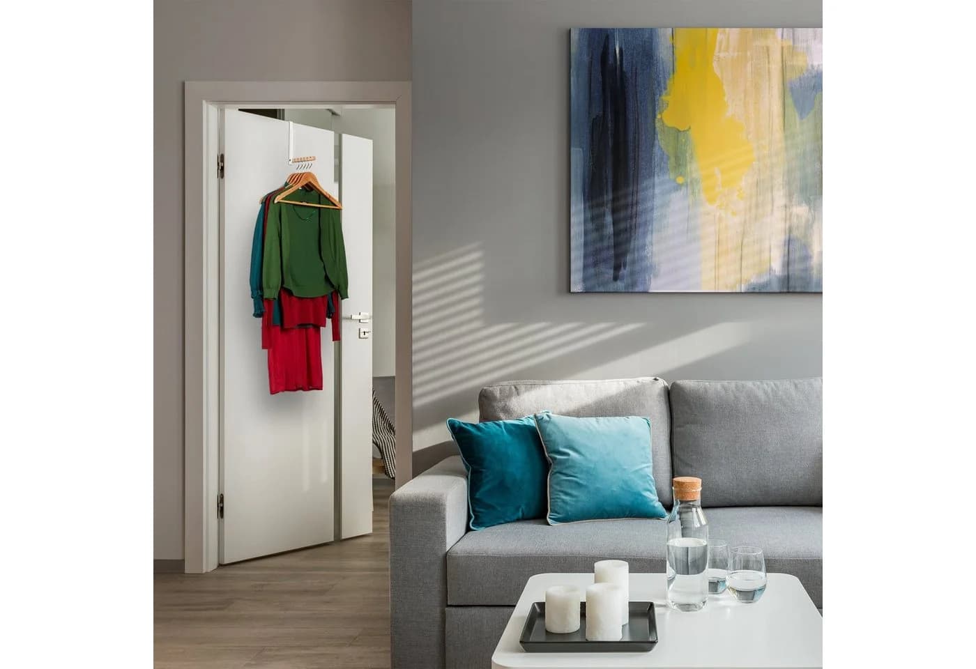 relaxdays Türhaken Klappbar Weiß Metall Holz