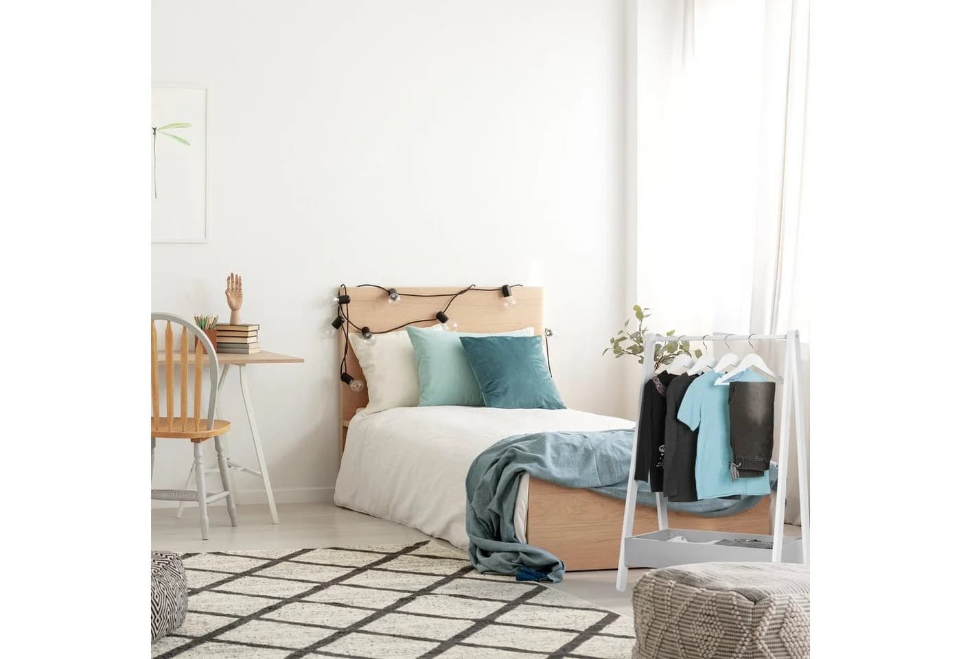 relaxdays Kleiderständer für Kind Weiß/Grau MDF Kiefernholz - Bild 5