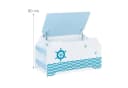 relaxdays Spielzeugtruhe mit Bücherfächern Weiß Blau Nautisch Bild 5