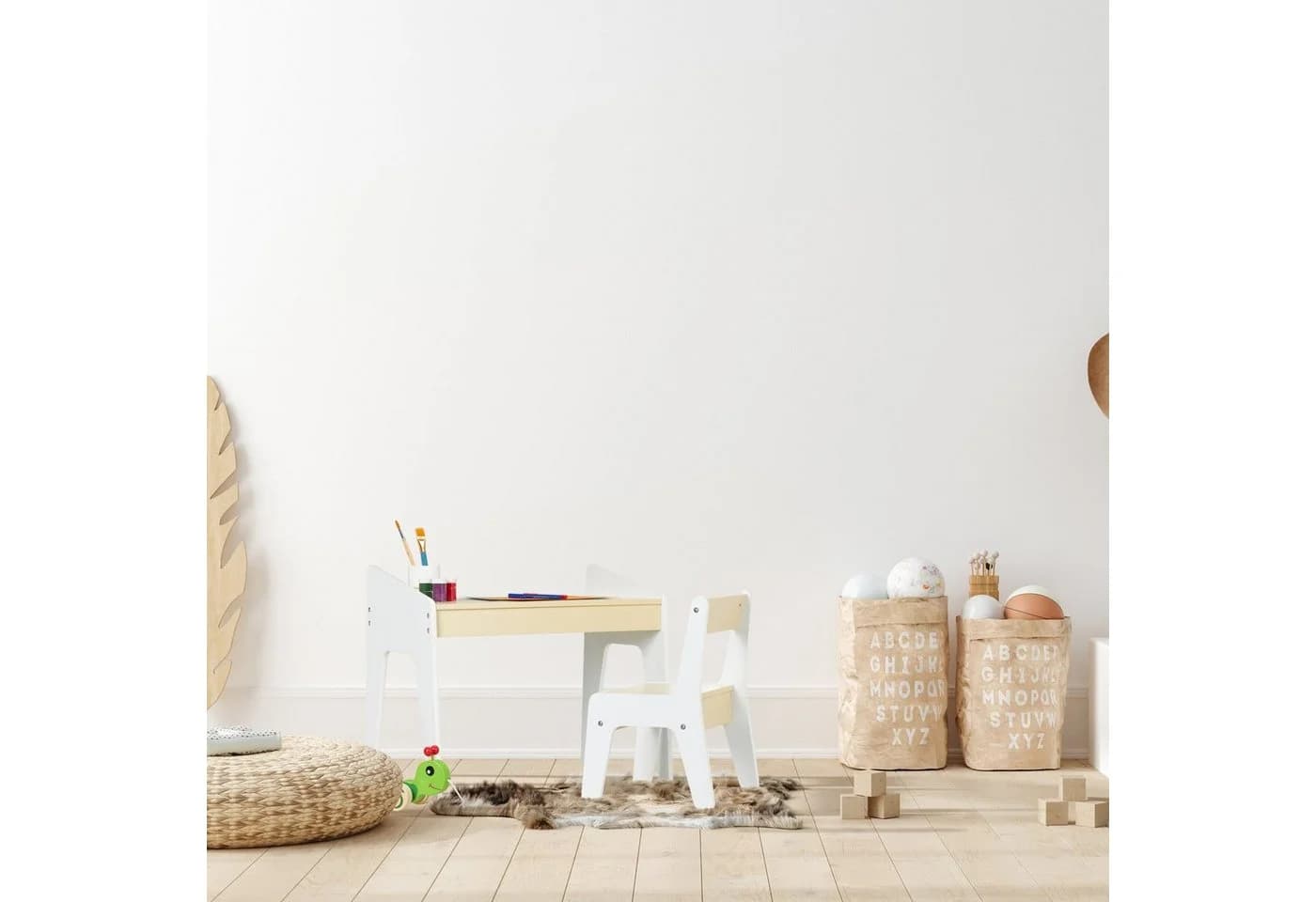 relaxdays Kindersitzgruppe mit Stuhl Beige Weiß - Bild 5