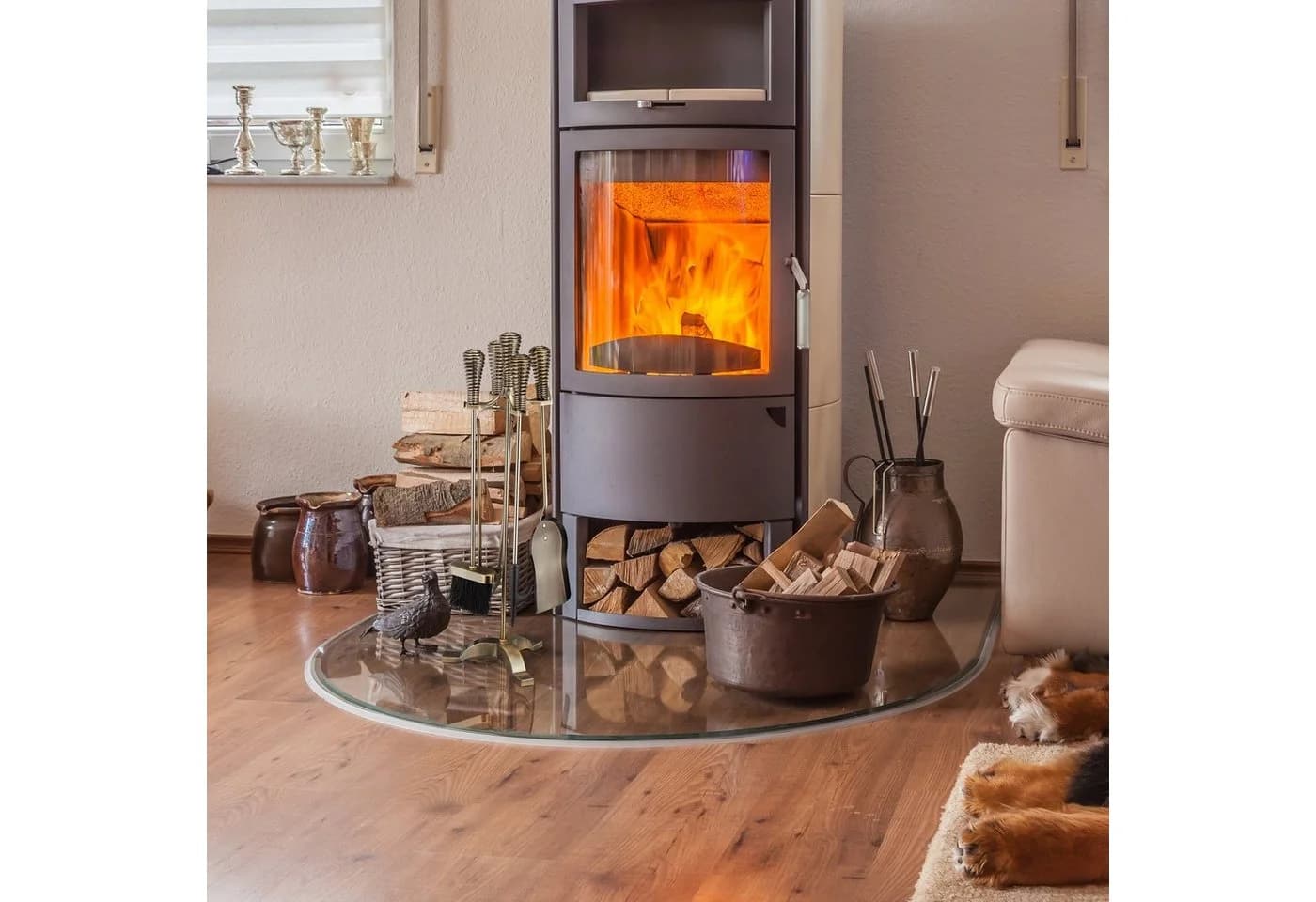 relaxdays Kamingarnitur 5-teiliges Kaminbesteck in Gold