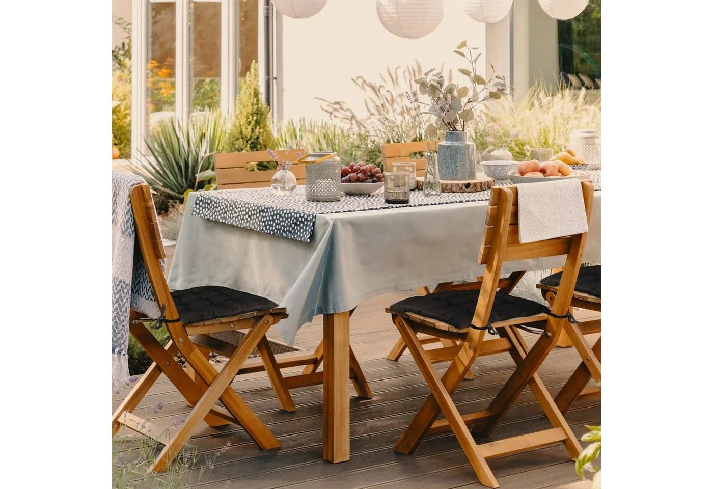 relaxdays Stuhlkissen 4er Set Schwarz Steppmuster