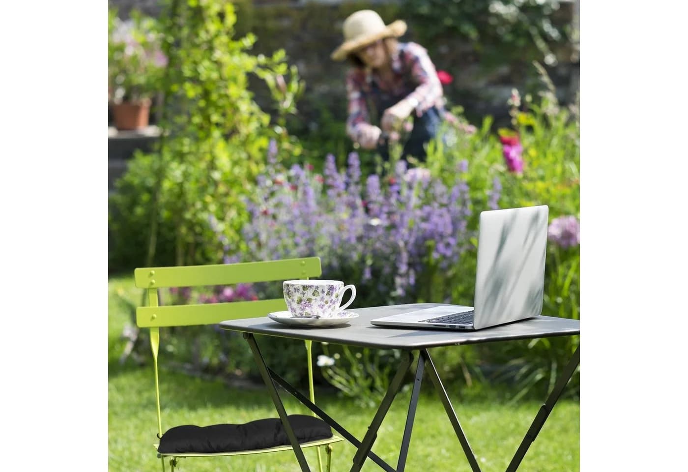 relaxdays Stuhlkissen 4er Set Schwarz Steppmuster - Bild 3