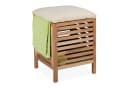 relaxdays Wäschetruhe Wäschekorb mit Sitz Walnussholz Braun/Beige Bild 2