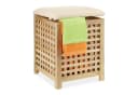 relaxdays Wäschekorb mit Sitz Walnuss Braun Creme Bild 2