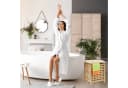 relaxdays Wäschekorb mit Sitz Walnuss Braun Creme Bild 3