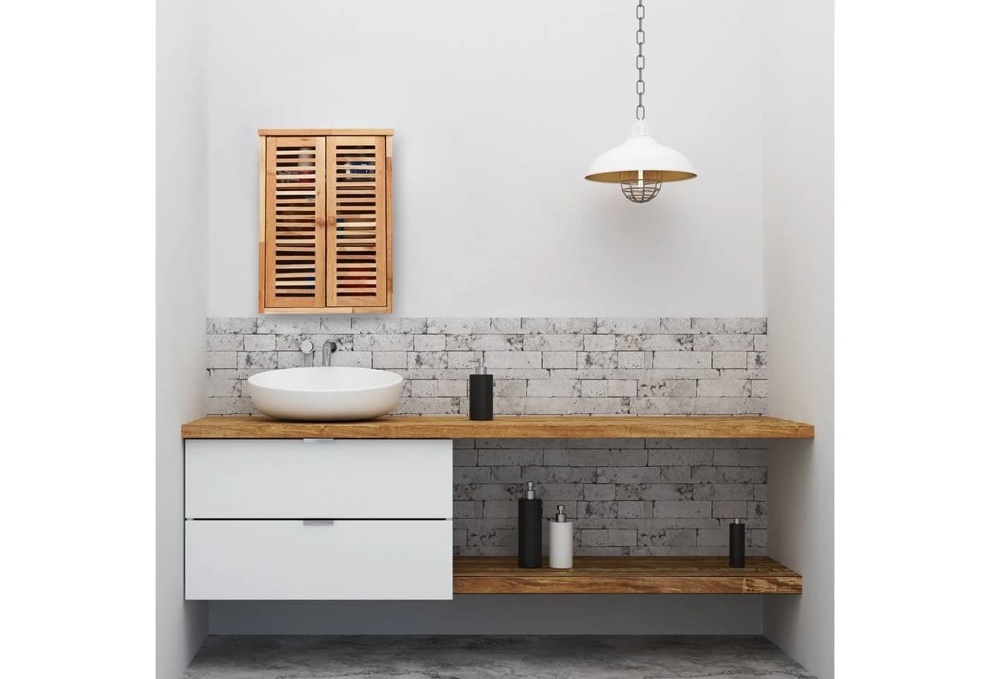 relaxdays Hängeschrank Schmaler Wandschrank aus Walnuss