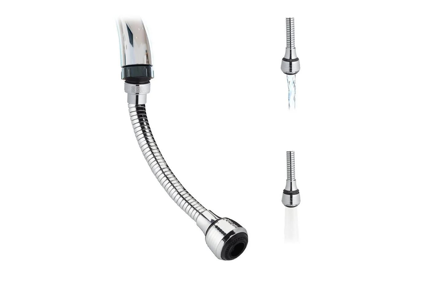 relaxdays Wasserhahn Verlängerung mit 4 Gewinden Silber - Bild 2