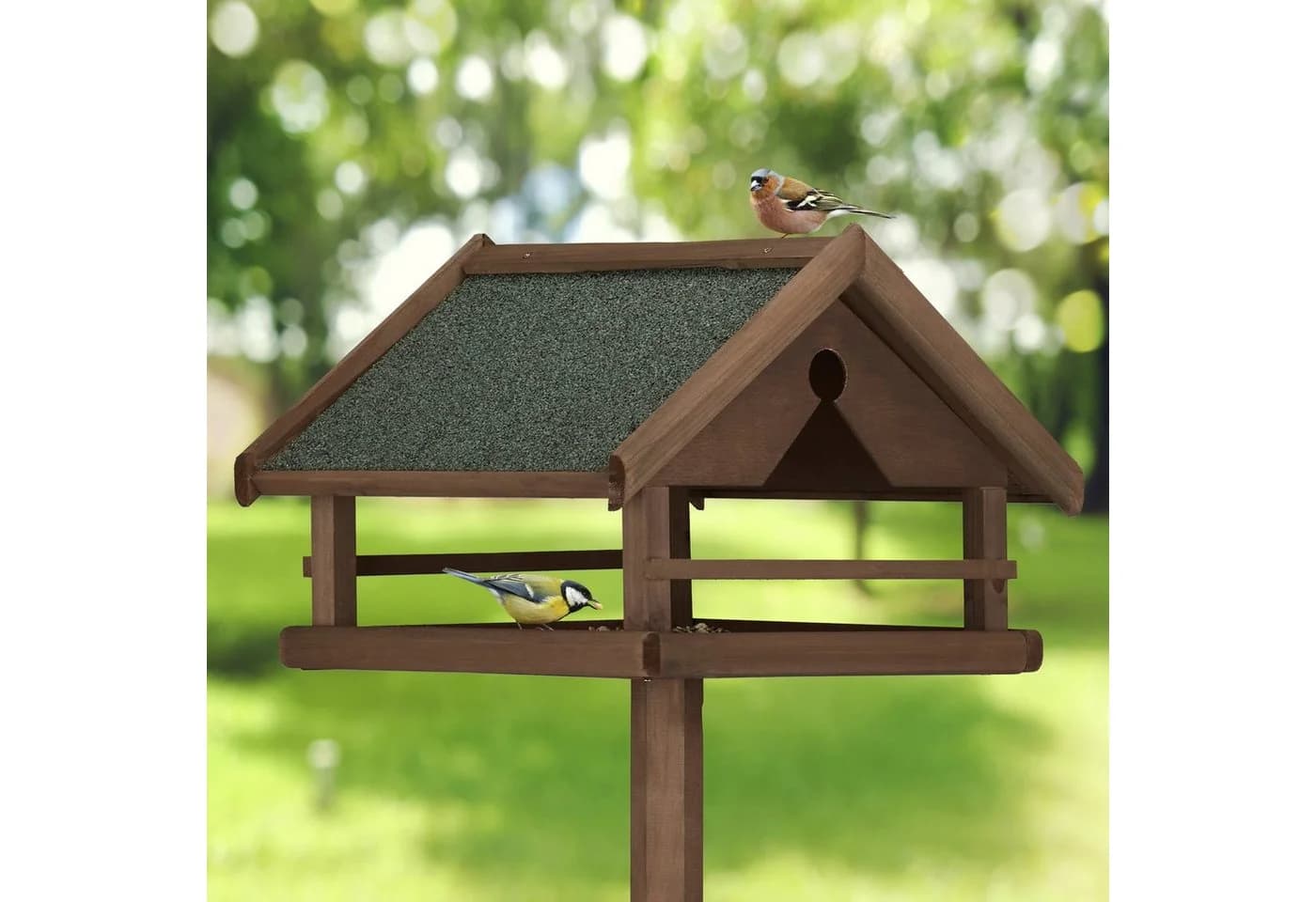 relaxdays Vogelhaus mit Ständer Braunes Tannenholz - Bild 3