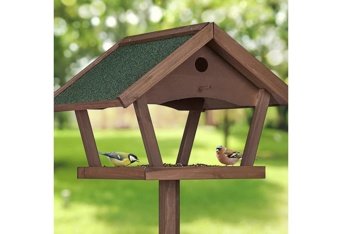 relaxdays Vogelhaus XXL mit Ständer Braun/Grün Tannenholz - Bild 3