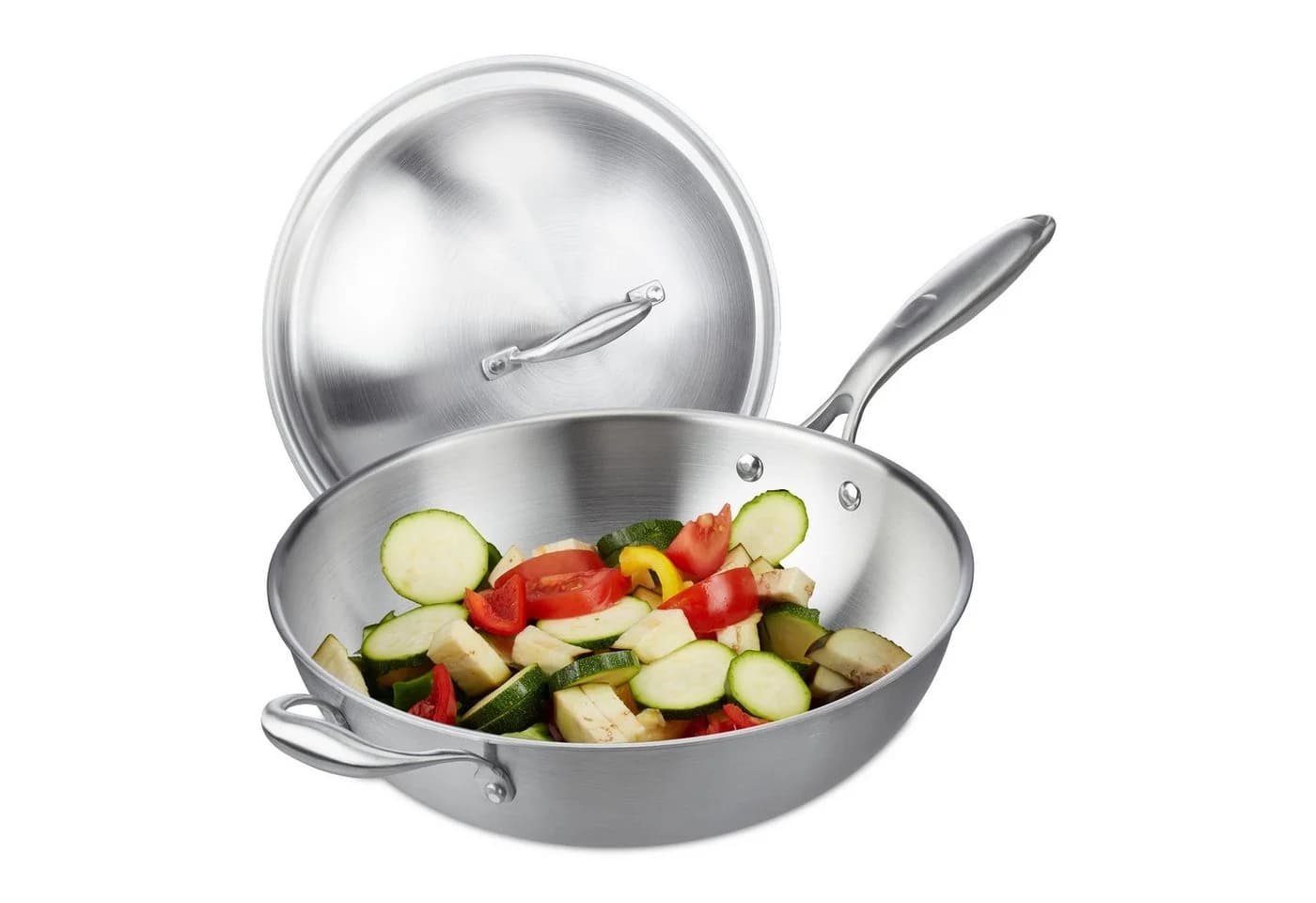 relaxdays Wok Edelstahl mit Deckel Silber - Bild 2