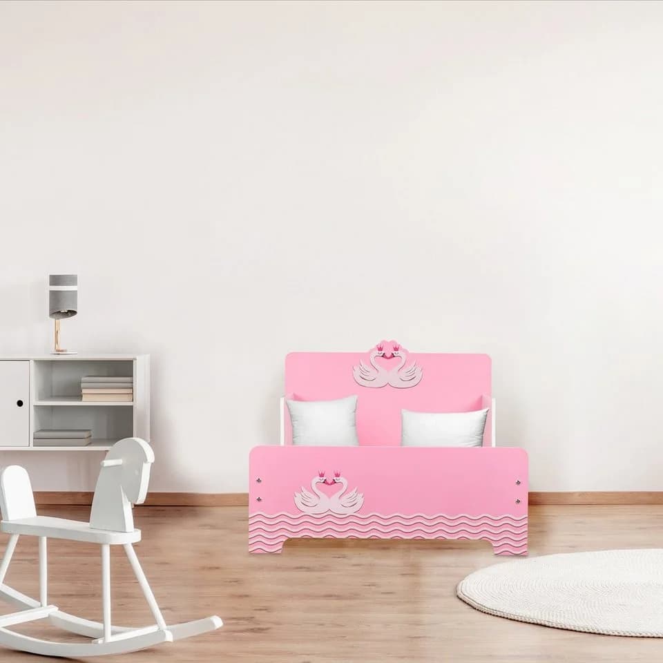 relaxdays Kinderbett Schwan Weiß/Rosa mit Lattenrost - Bild 5
