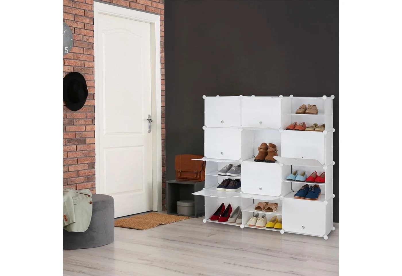relaxdays Schuhregal Schuhschrank Stecksystem 24 Fächer Weiß