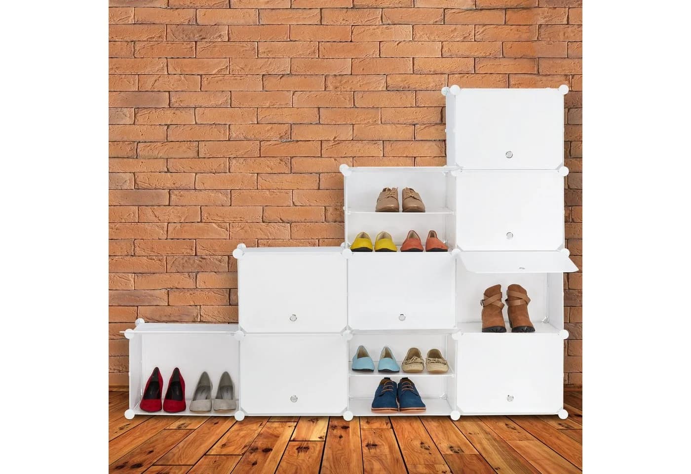 relaxdays Schuhregal Schuhschrank Stecksystem 24 Fächer Weiß - Bild 3