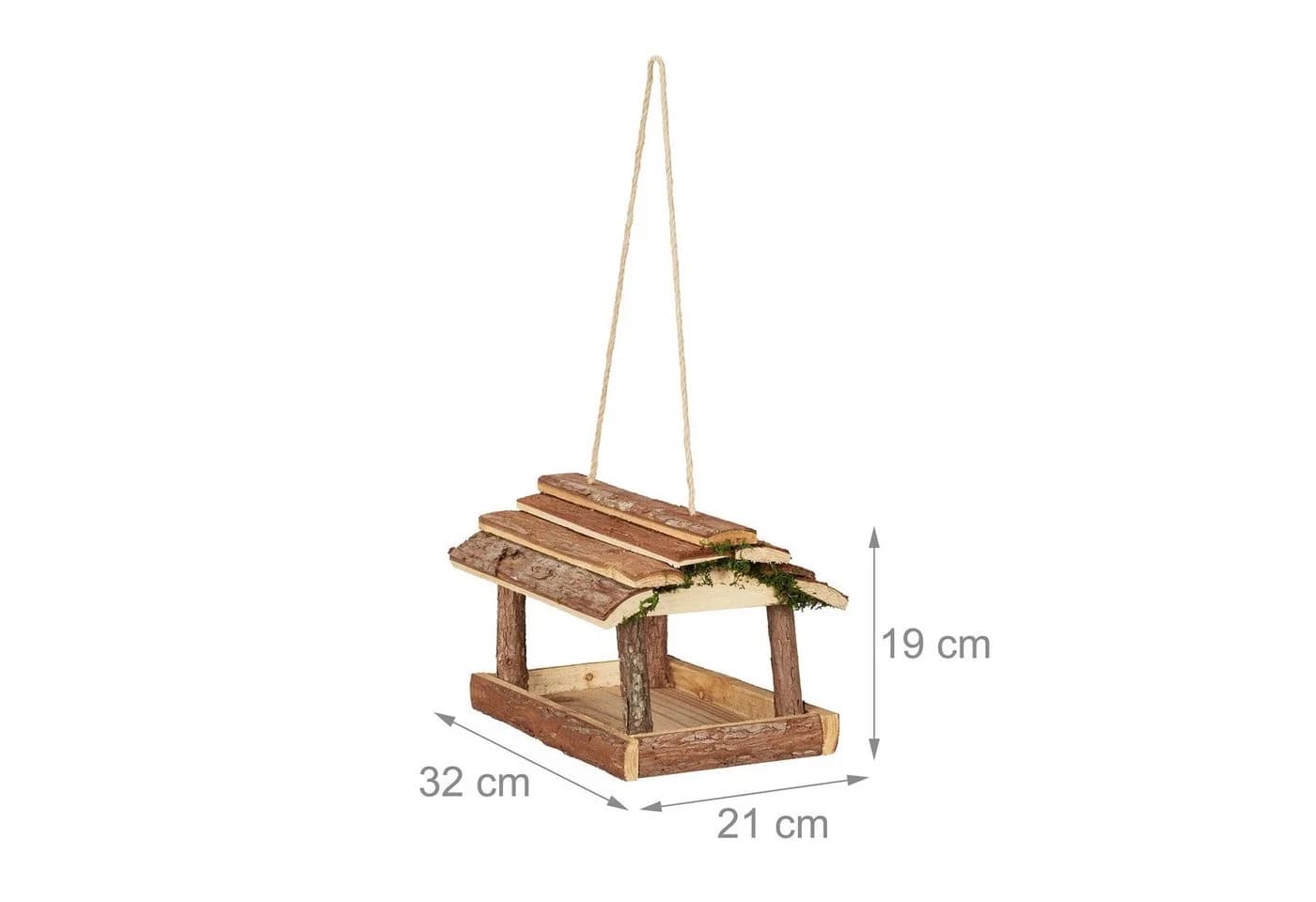 relaxdays Vogelhaus mit Rinde und Moos Naturholz - Bild 4