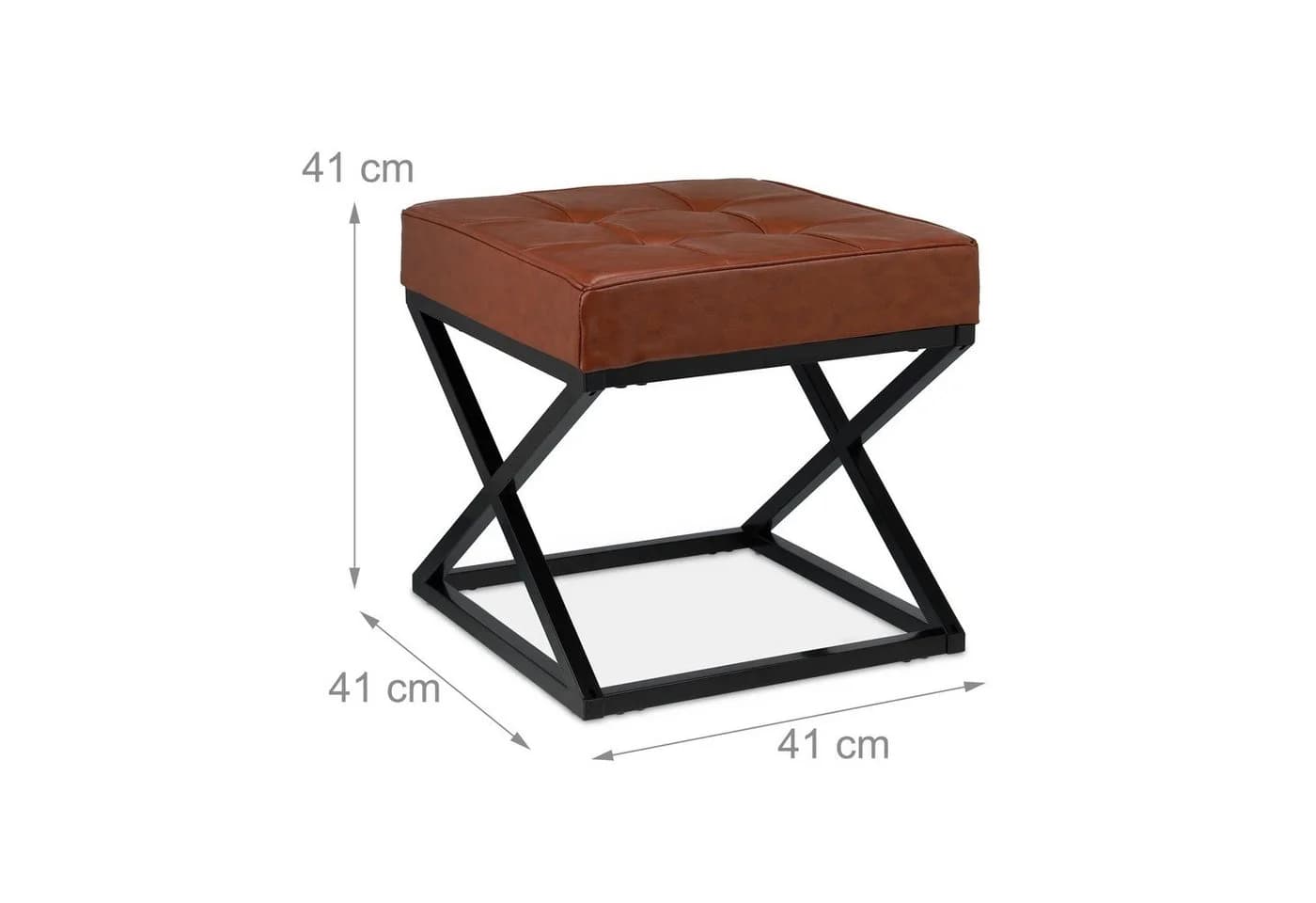 relaxdays Polsterhocker Sitzhocker mit Kunstleder Schwarz Braun - Bild 4