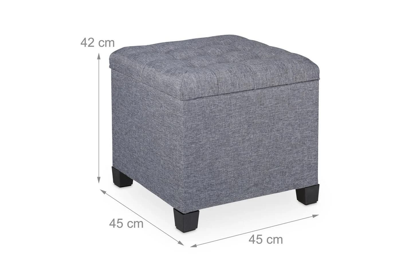 relaxdays Sitzhocker Grau Gepolstert mit Stauraum - Bild 4
