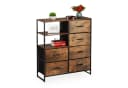 relaxdays Kommode 6 Schubladen Industrial Design Schwarz/Braun Bild 2