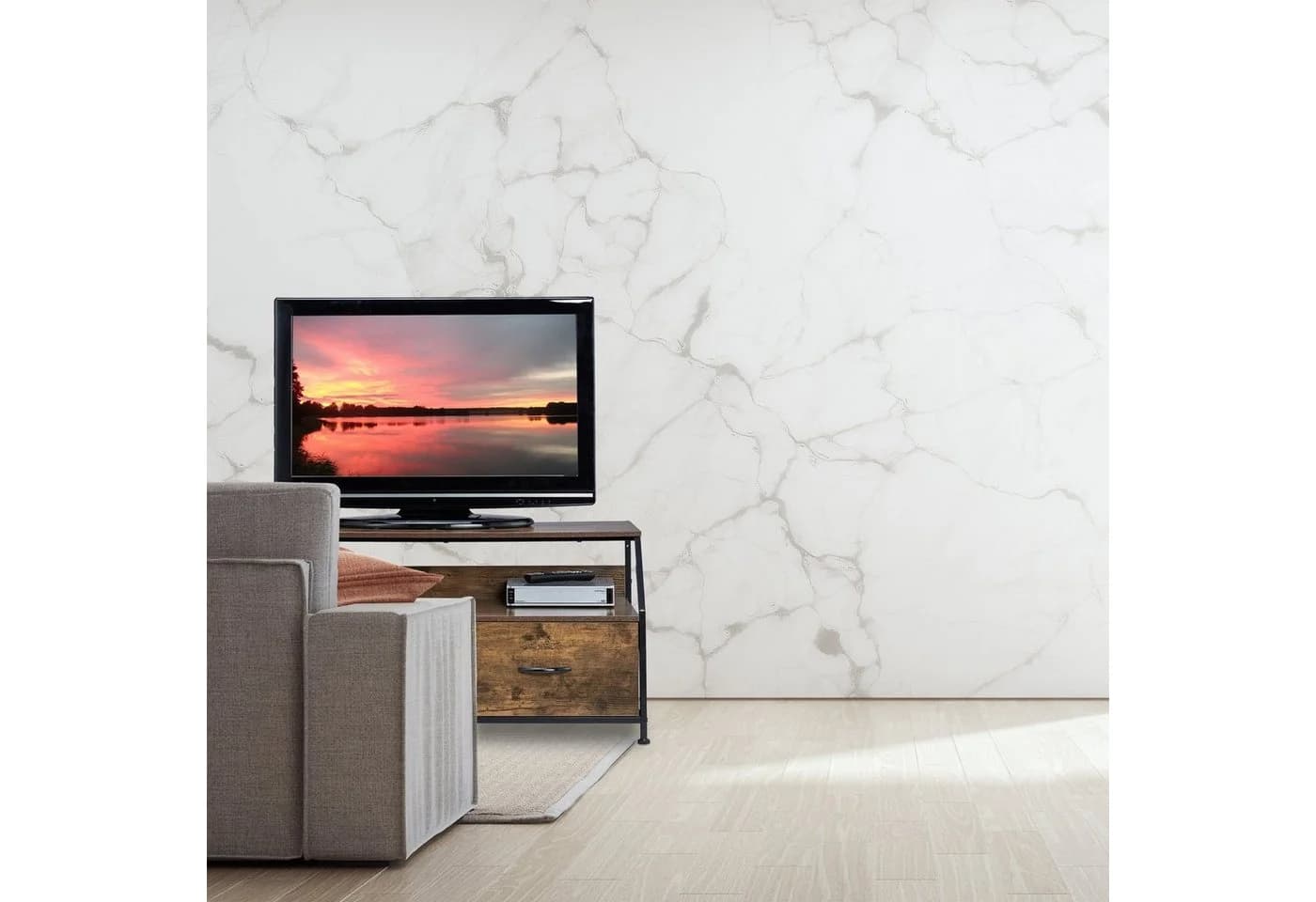 relaxdays TV-Board Industrial Style Braun/Schwarz mit 2 Schubladen