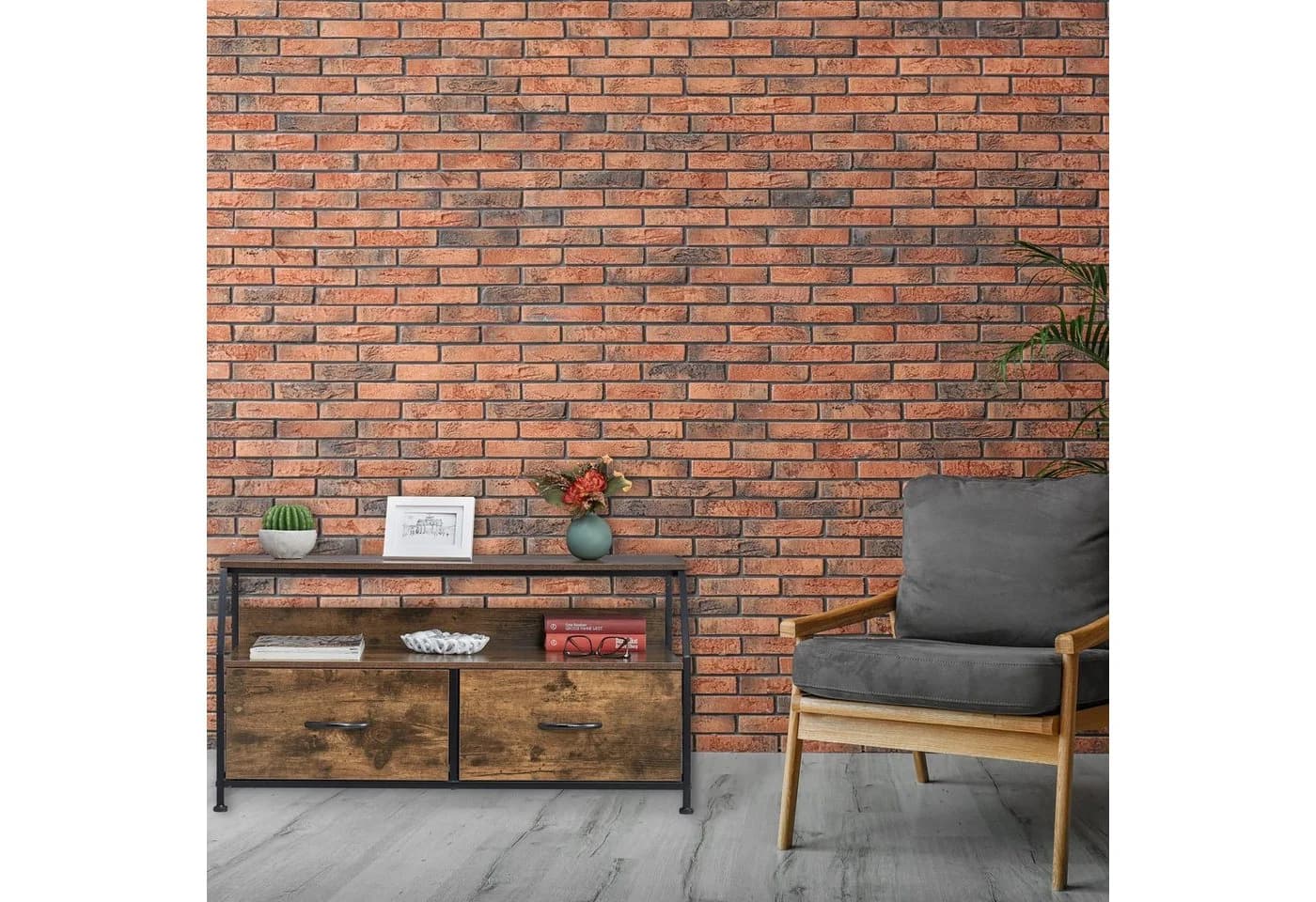 relaxdays TV-Board Industrial Style Braun/Schwarz mit 2 Schubladen - Bild 3