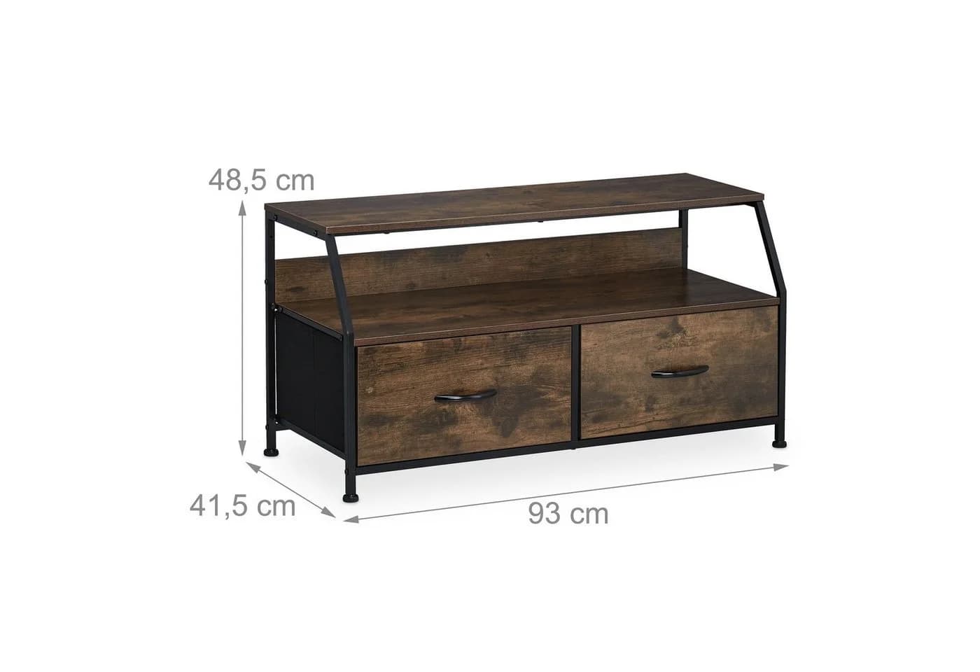 relaxdays TV-Board Industrial Style Braun/Schwarz mit 2 Schubladen - Bild 4