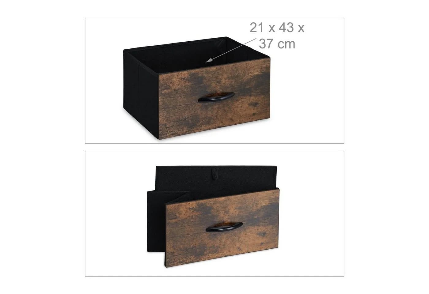 relaxdays TV-Board Industrial Style Braun/Schwarz mit 2 Schubladen - Bild 5