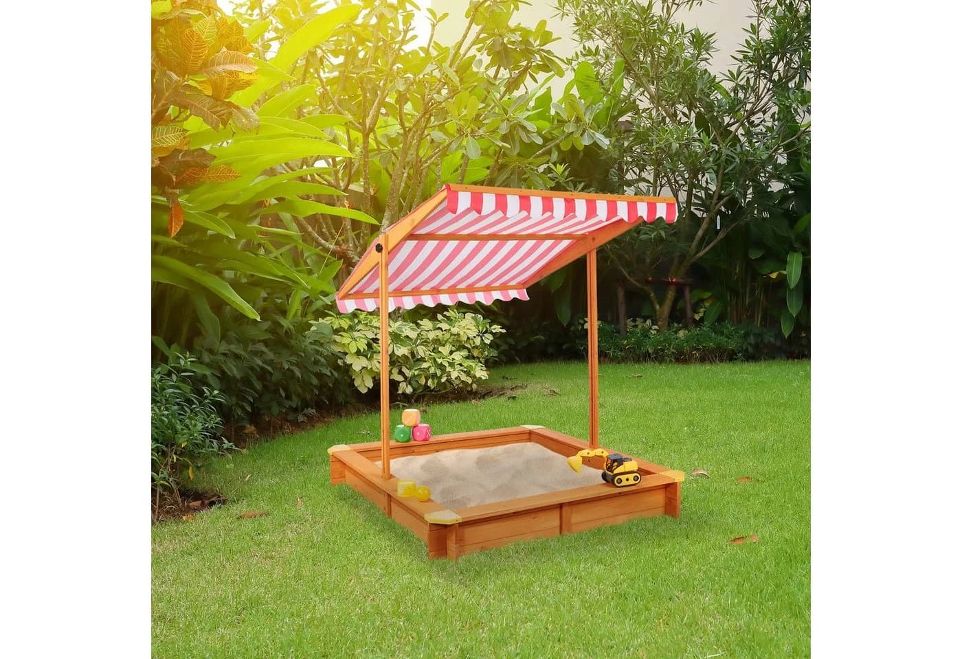 RELAXDAYS Sandkasten mit Dach - Tannenholz mit Sonnenschutz