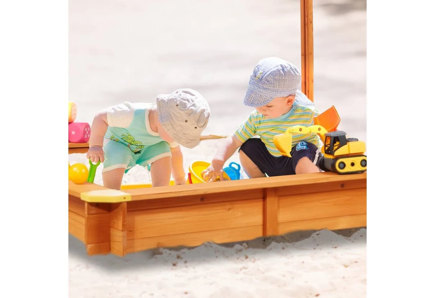 RELAXDAYS Sandkasten mit Dach - Tannenholz mit Sonnenschutz - Bild 3