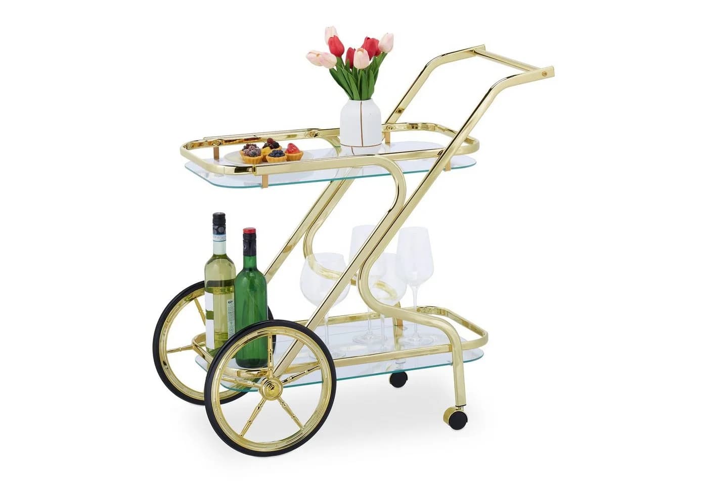 relaxdays Servierwagen Messing & Glas - Bild 2