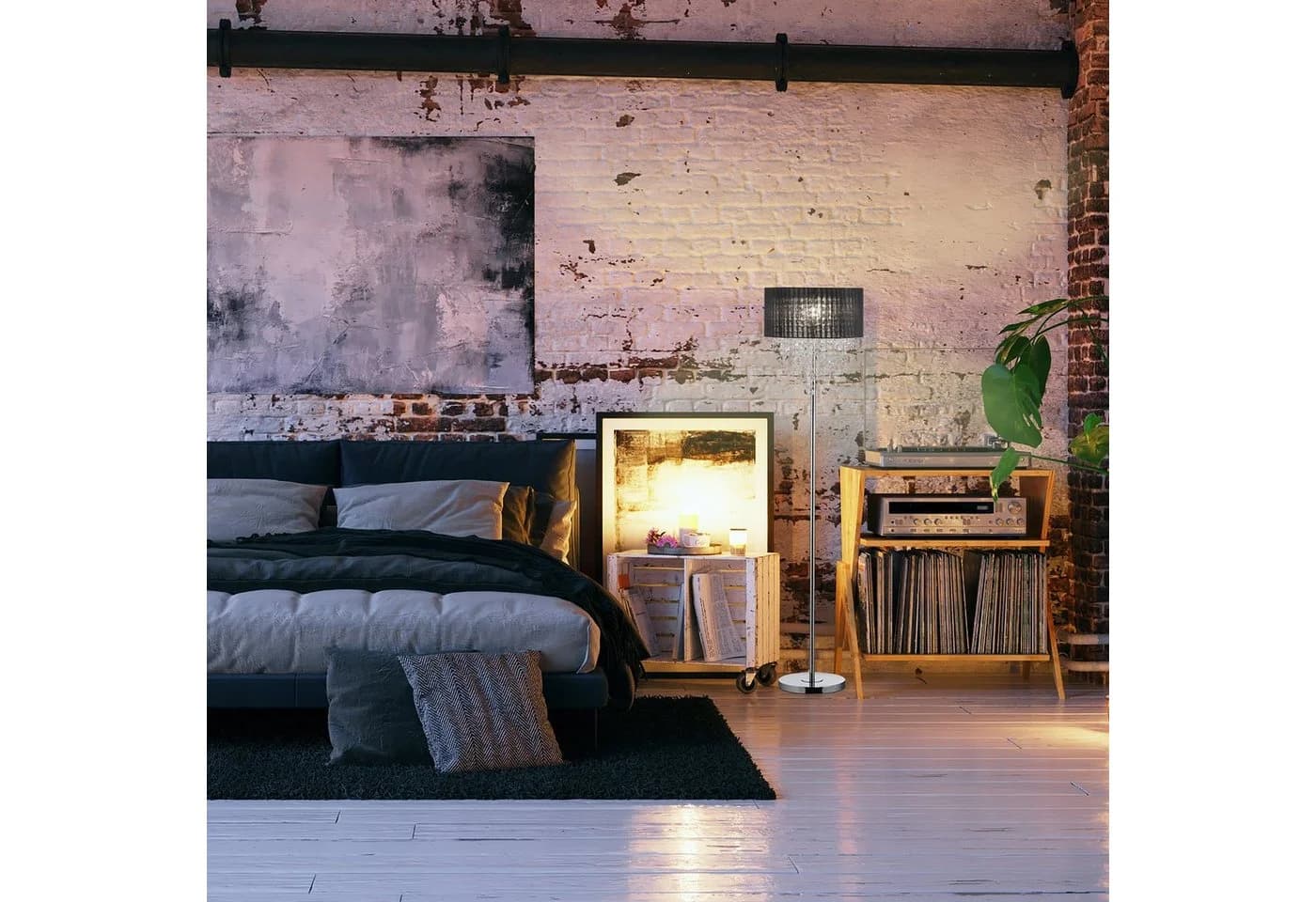 relaxdays Stehlampe Schwarz mit Kristallketten - Bild 5
