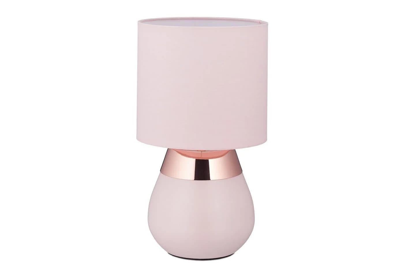 relaxdays Nachttischlampe mit Touch Rosa Eisen Stoff - Bild 2
