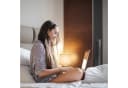 relaxdays Nachttischlampe mit Touch Rosa Eisen Stoff Bild 3