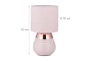 relaxdays Nachttischlampe mit Touch Rosa Eisen Stoff Bild 4