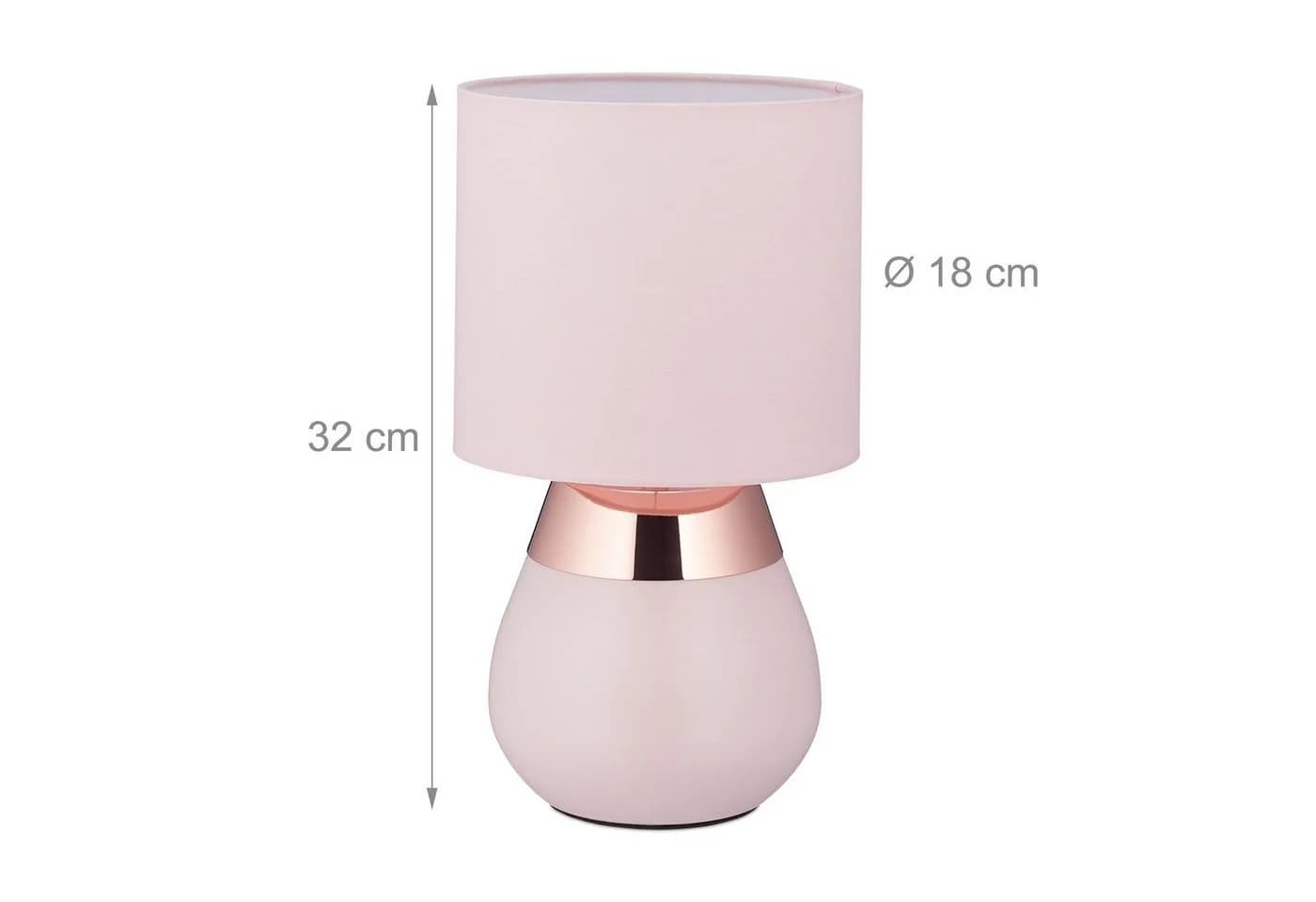 relaxdays Nachttischlampe mit Touch Rosa Eisen Stoff - Bild 4
