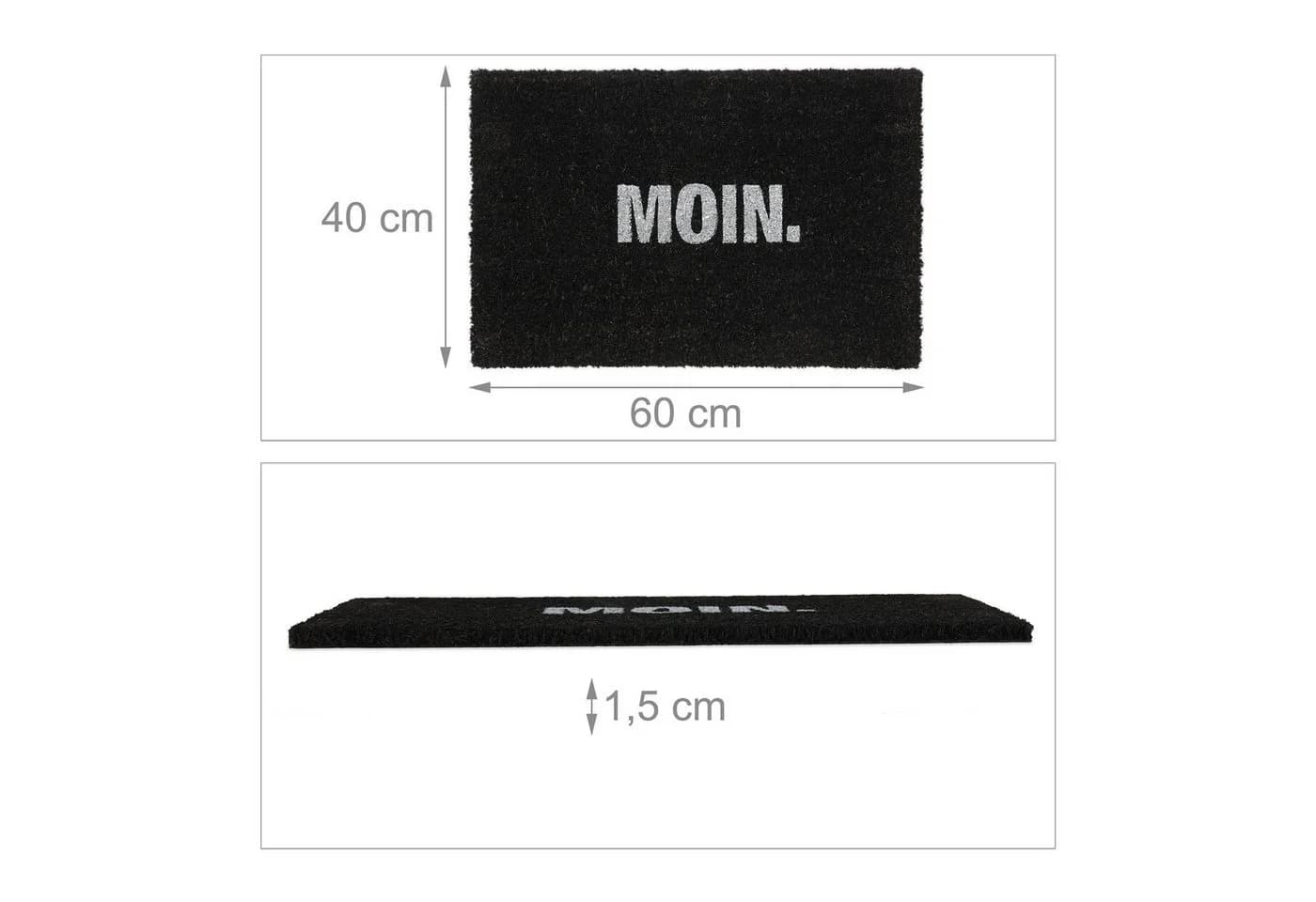 relaxdays Fußmatte Moin Schwarz Weiß Kokosfaser - Bild 4
