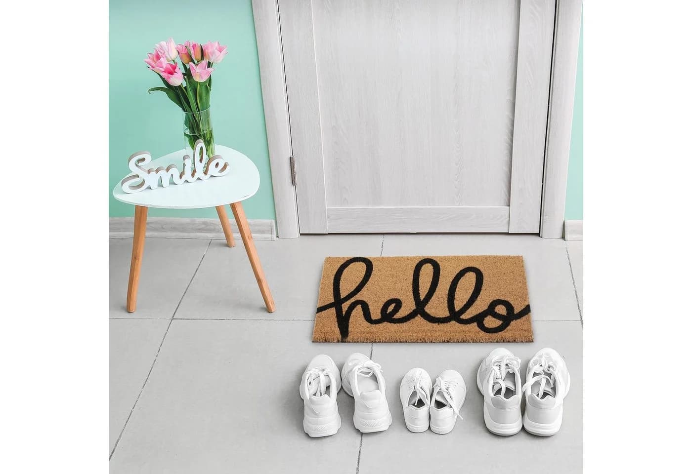 relaxdays Kokosfußmatte "Hello"
