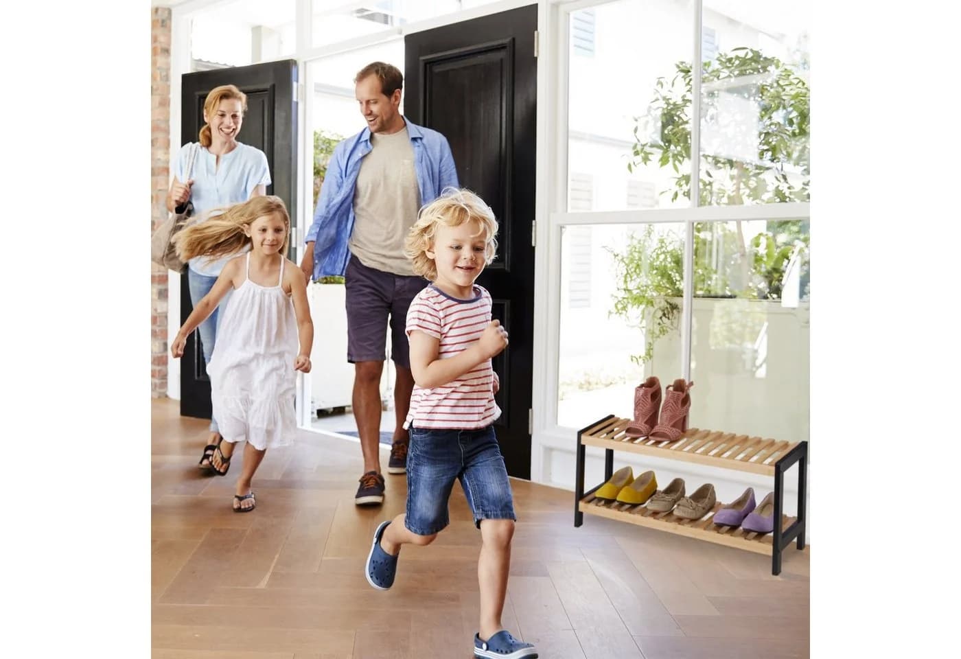 relaxdays Schuhregal 2 Ebenen Bambus Schwarz - Bild 5