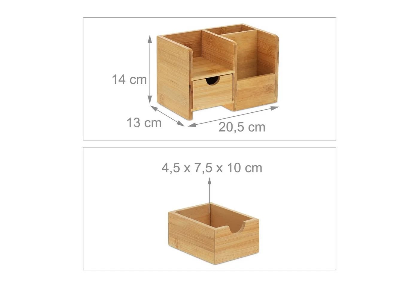 relaxdays Schreibtisch Organizer aus Bambus mit Schublade - Bild 4