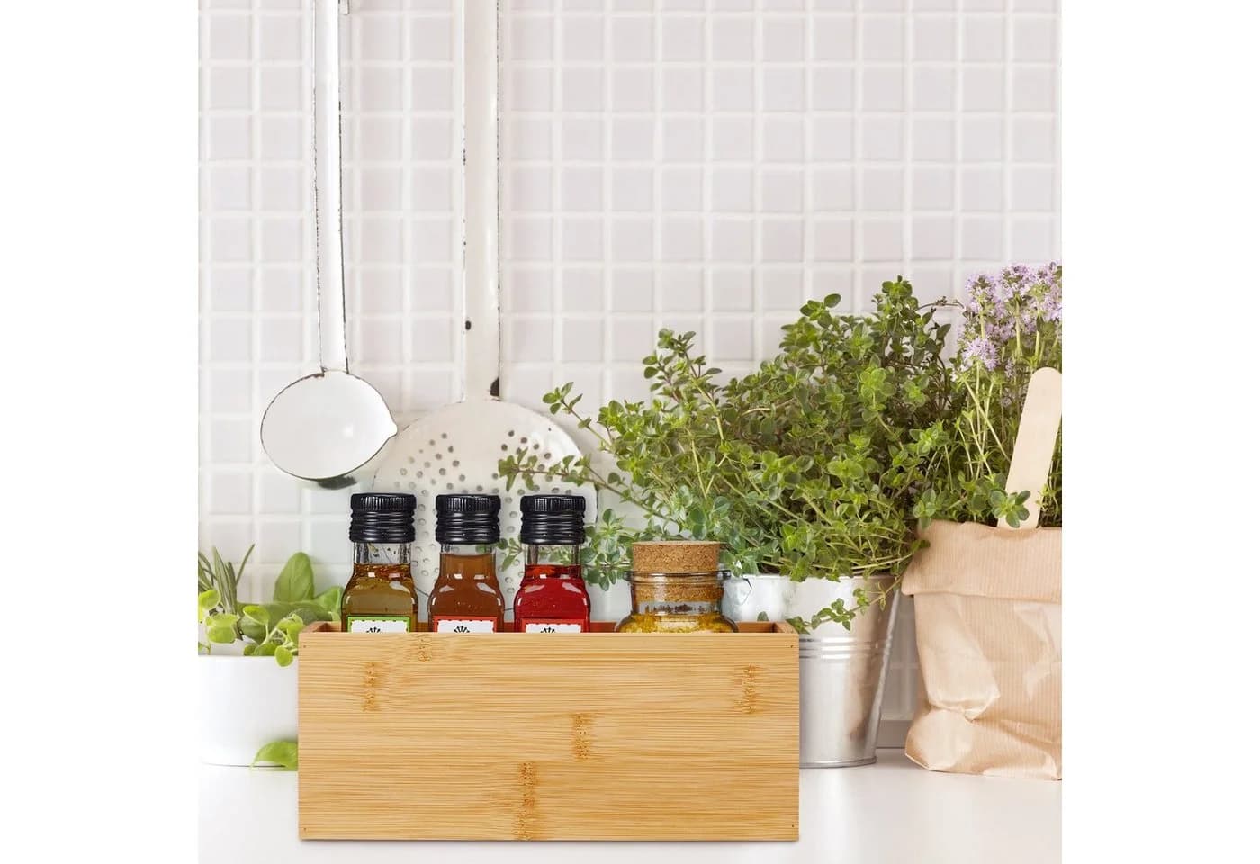 relaxdays Aufbewahrungsbox Bambus