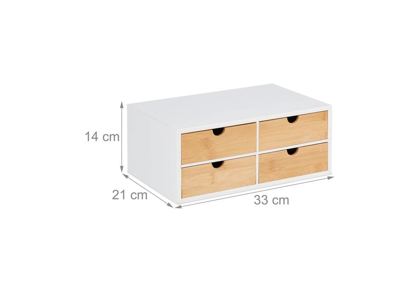 relaxdays Schreibtisch Organizer 4 Schubladen Weiß/Natur Bambus - Bild 4