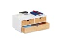 relaxdays Schreibtisch Organizer 3 Schubladen Bambus Weiß/Natur Bild 2