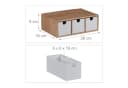 relaxdays Organizer Schubladenbox Bambus & MDF 3 Fächer Weiß/Natur Bild 4