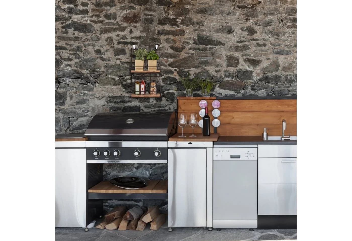 relaxdays Wandregal Industrial Schwarz/Natur