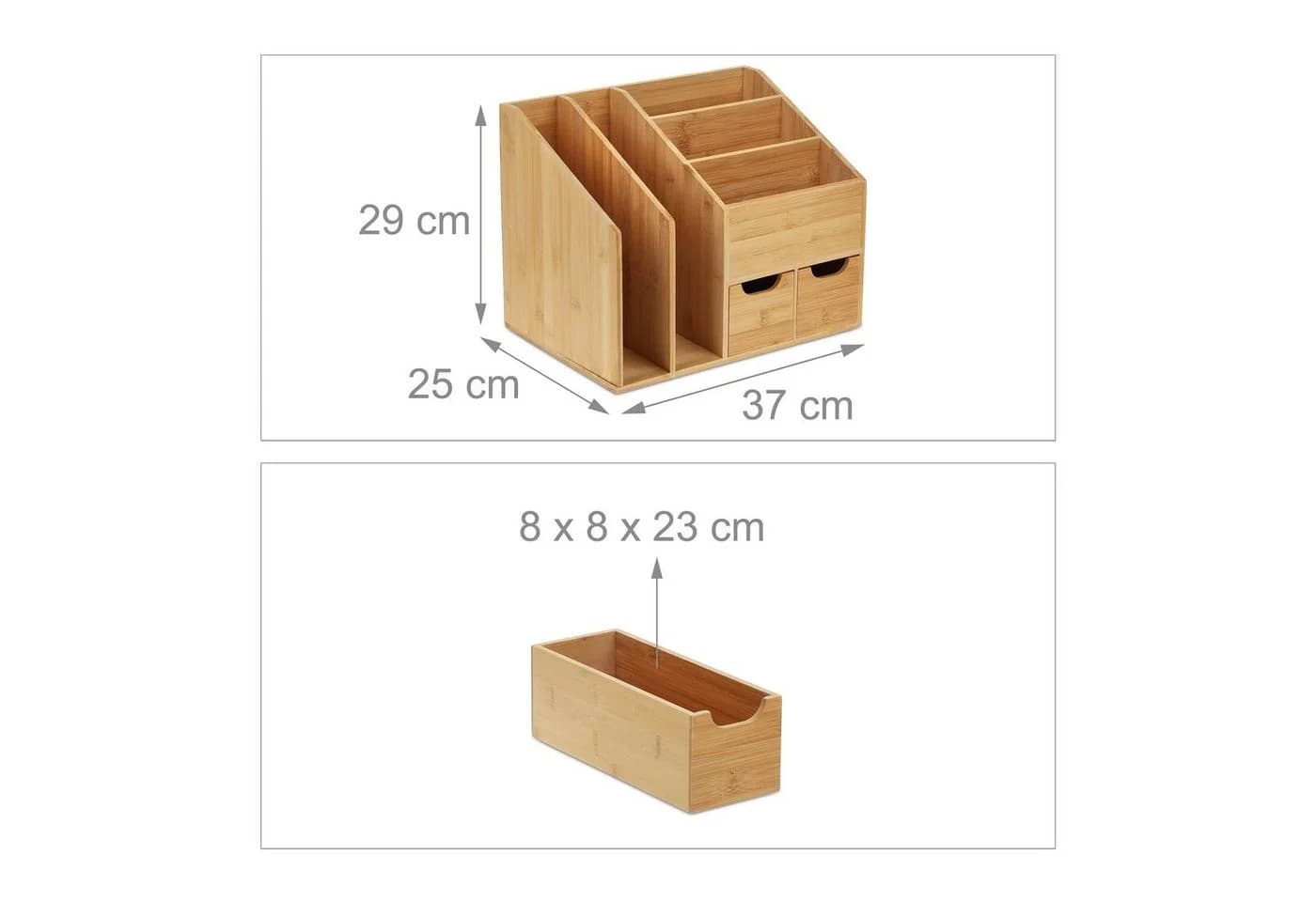 relaxdays Schreibtisch-Organizer Bambus mit 7 Fächern und 2 Schubladen - Bild 4