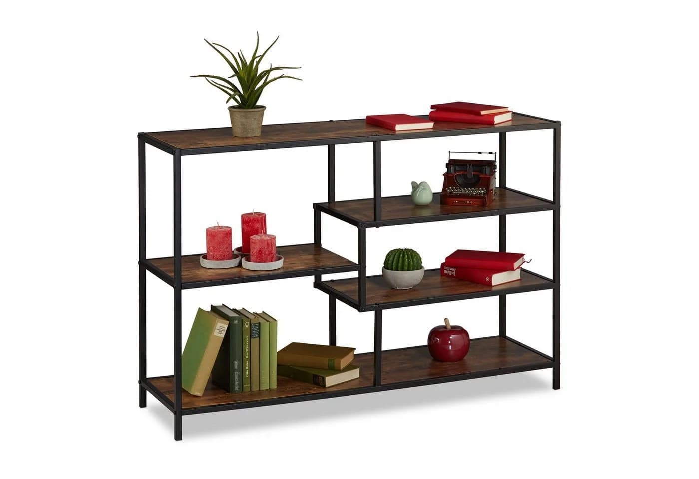 relaxdays Standregal Industrial Style 5 Ebenen Braun/Schwarz - Bild 2